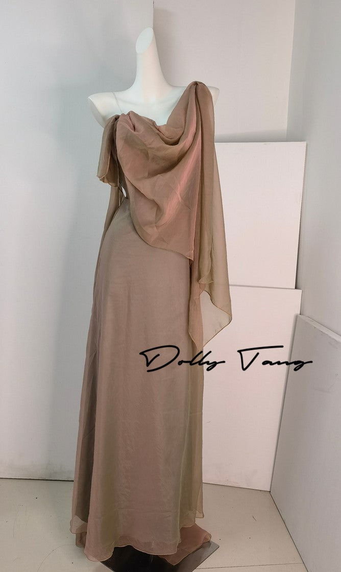 DOLLY High End Lazy Style Sleeveless Draped Collar Long Resort Dress-DEHLI