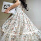 Aconiconi Elegant French Print Retro V-Neck Lace Tea Dress- Night Rose