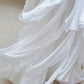 DOLLY Luxury White V-Neck Sleeveless Loose Ruffle Wedding Dress-Yola