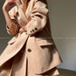 Aconiconi Girl Full wool French long sleeve Blazer pleated skirt - Maillard