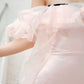 DOLLY Elegant Pastel pink Ruffle Sleeves Long Party Dress- Mina