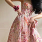 Aconiconi Elegant French Sleeveless Vintage Halter floral print Dress- Flowering Hibiscus