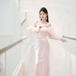 DOLLY Elegant Pastel pink Ruffle Sleeves Long Party Dress- Mina