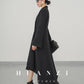 Huanzi double-sided cashmere women's black wool autumn winter coat - Muinw