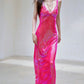 DOLLY Elegant Pink Barbie V-Neck Sleeveless Sequin Long Party Dress-JOY