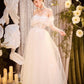 DOLLY Elegant White Off Shoulder Short Sleeve Flower Wedding Dress-SOPHIE  (V)