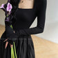 Aconiconi Elegant Black French Sleeveless High Waist Tutu Dinner Dress- Baileys