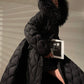 Aconiconi Elegant Duck Down Long Sleeve Hooded Long Fur Winter Coat -  He Xu Ling Hua