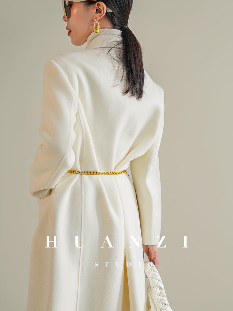 Huanzi custom-made Australian wool pure hand-sewn double-sided autumn winter coat - Iya