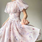 Aconiconi Luxury French Lilac Short Puff Sleeves Dress- Butterfly Dancing Firefly