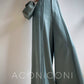 Aconiconi Elegant Black Sea Blue wide leg Long Chic Pants- Black Tea Salt Lake