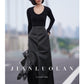 Huanzi customized loose slit midi black skirt - Swan