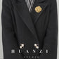 Huanzi double-sided cashmere women's black wool autumn winter coat - Muinw