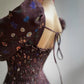 Aconiconi Autumn Floral print French A line brown cottage Dress- Samba Moon