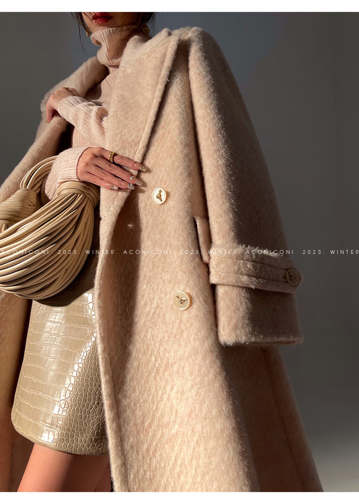 Aconiconi｜Galan Sumu long-haired high-grade woolen long coat- Kalanchoe