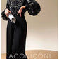 Aconiconi Eleant White Waist Loose Long Straight Suit Dinner Pants- Cloud Steps