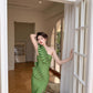 DOLLY Elegant Green Off Shoulder Tube Top High Waist Slit Dinner Dress-MEL