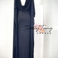 DOLLY Elegant Black Swing Collar Sleeveless Open Back Drape Dress-Kaka (V)