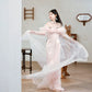 DOLLY Elegant Pastel pink Ruffle Sleeves Long Party Dress- Mina