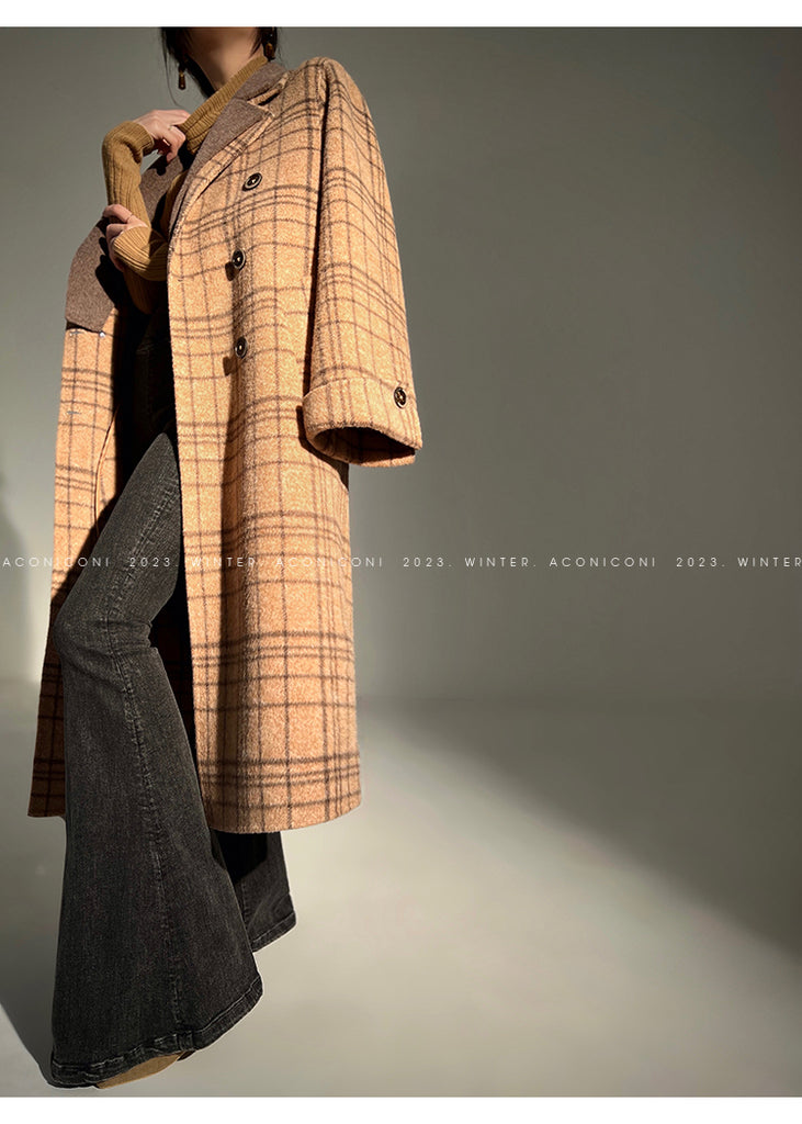 Chestnut double-faced wool winter coat- Mountain wild