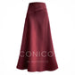 Aconiconi Elegant Wine Red Retro High Waist Long Maxi Skirt- Freud's love poems