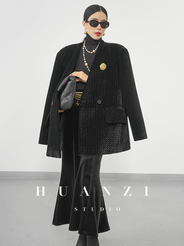 Huanzi tailors spring autumn velvet blazer - Carst