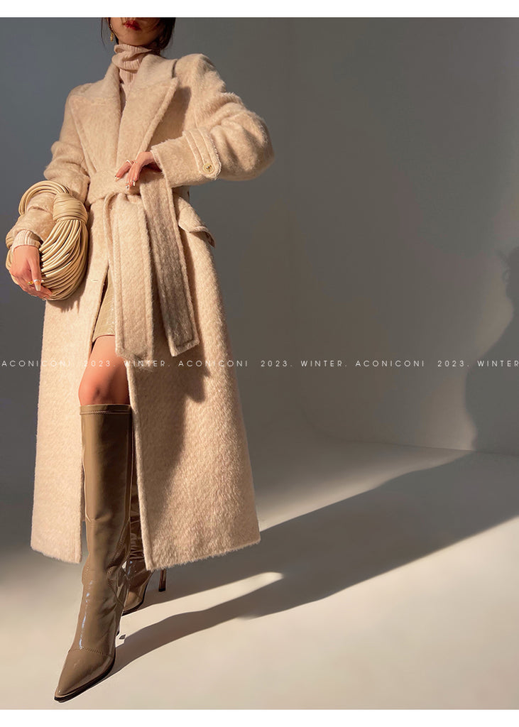 Aconiconi｜Galan Sumu long-haired high-grade woolen long coat- Kalanchoe