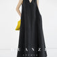 Huanzi custom high-end long sleeveless V-neck dress summer - Miel