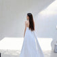 DOLLY Luxury White Bandeau Stain High Waist Long Wedding Dress-Lola