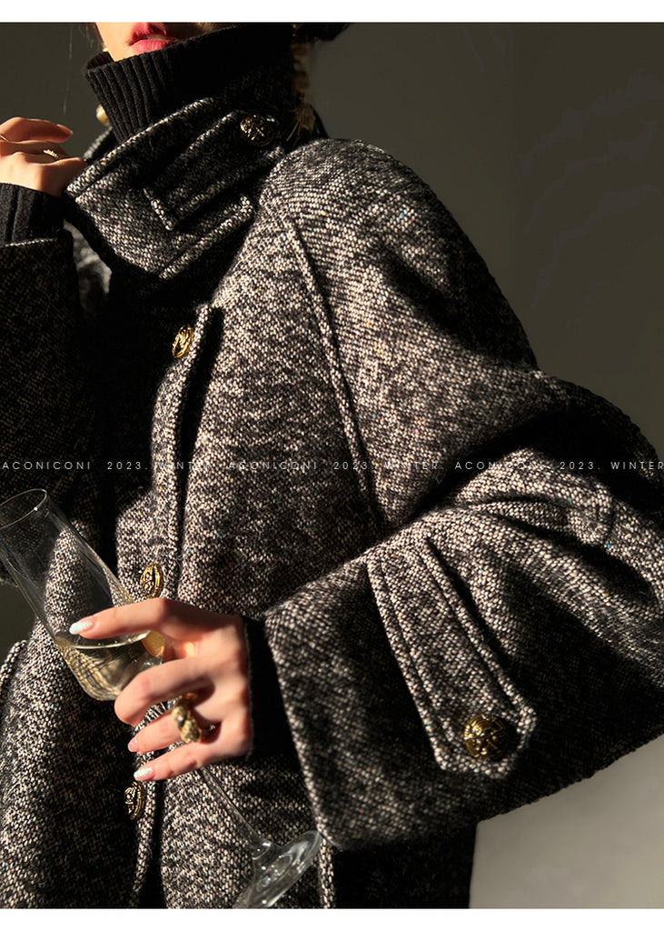 Luxury full Winter Coat Bubble gum Pink Inkstone wool long coat - Lanshan