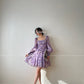 Aconiconi Square Collar Long Sleeve Tea Dress- Amethyst Water