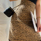 Aconiconi| Caramel wool jacket loose cropped tweed coat suit and skirt hip- Cocoa