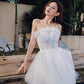 DOLLY Elegant Sleeveless Feather Tube Top Embroidery Long Tutu wedding Dress-KYLIE