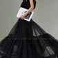 Aconiconi Elegant High Waist Ruffle Mesh Princess Long midi layered Skirt- Quiet Shadow Quicksand