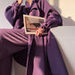 Aconiconi Autumn purple tan double-sided heavy wool cloak jacket long coat - Maple