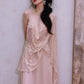 DOLLY Luxury Pink Greek Style Deep V-Neck Sleeveless draped Long Prom Dress-Ulaia