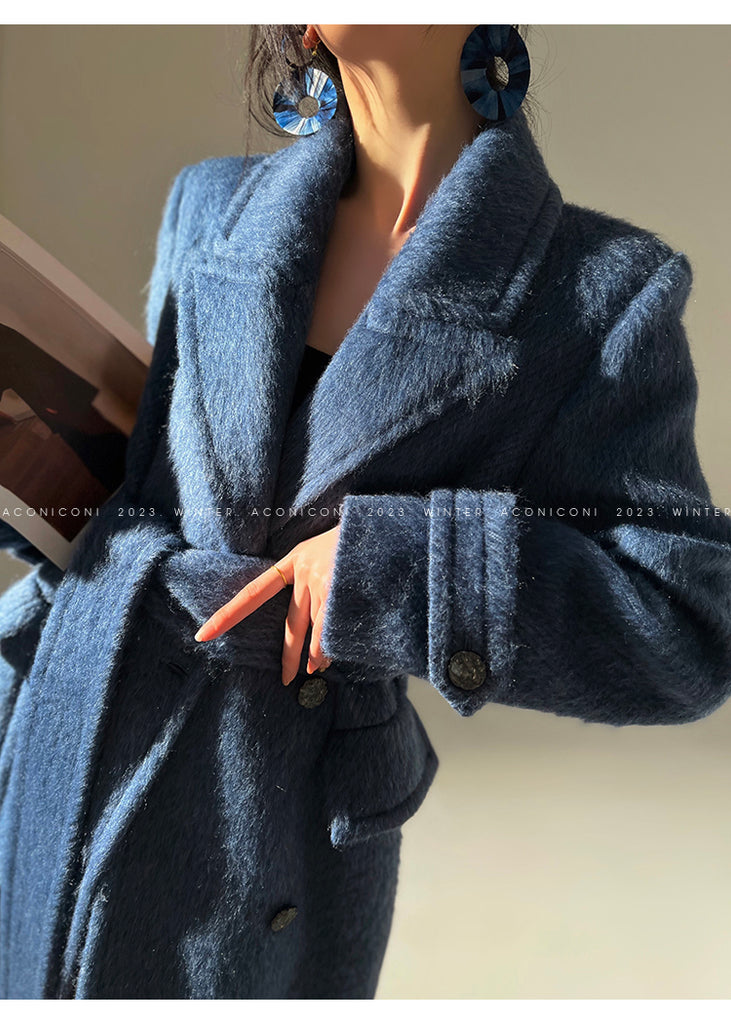 Aconiconi｜Galan Sumu long-haired high-grade woolen long coat- Kalanchoe