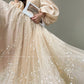 Aconiconi Luxury Black/Beige Long Sleeve Long bridal Sequin Dress- Moonlight Celebrity