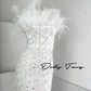 DOLLY Luxury White Fluffy Feather transparent Sequin Birthday bridal Dress-SONIA