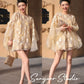 Exquisite Three-dimensional flower cape top + gilt wavy short suit set - Ilyia