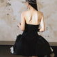 DOLLY Luxury Black Strapless Chet Wrap Flower Embroidered Tutu Cocktail Dress-Losa