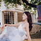 DOLLY Elegant Sleeveless Feather Tube Top Embroidery Long Tutu wedding Dress-KYLIE