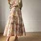 Aconiconi High End Floral Print Sleeve Less Halter Neck Long Resort Dress- Spring Dream