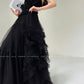 Aconiconi Elegant High Waist Ruffle Mesh Princess Long midi layered Skirt- Quiet Shadow Quicksand