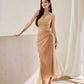 DOLLY High End Apricot Sleeveless Bandeau Slim Fit Pleated Cocktail Dress- Samai