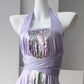 DOLLY Luxury Purple Halter Neck Backless Tassel Sexy Long Party Dress-Babe