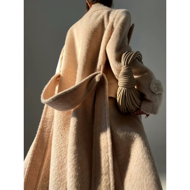 Aconiconi｜Galan Sumu long-haired high-grade woolen long coat- Kalanchoe