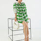 Huanzi jacquard plaid brushed green high waist short shirt - Guk