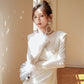 DOLLY Elegant White Crew Neck Long Sleeve Short Sequin Sexy Birthday Dress-LAYLA