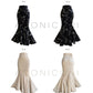 Aconiconi Elegant French Print Hip Hug Fishtail Long Chic Skirt- Miyu Tsukino